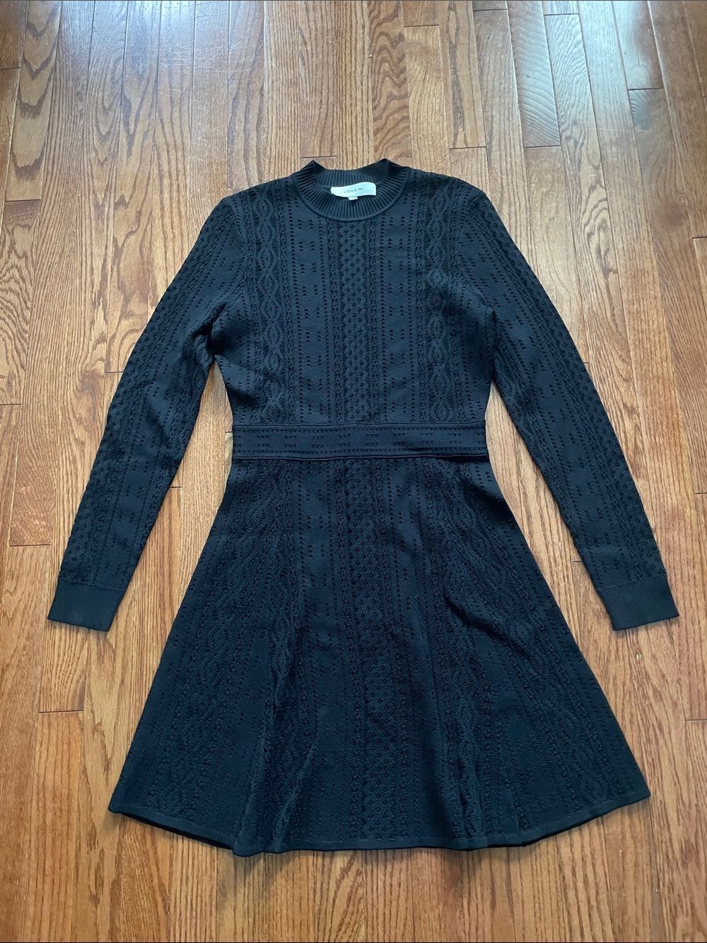 Lover The Label Black Knit A Line Fit And Flare Dress Sz Small